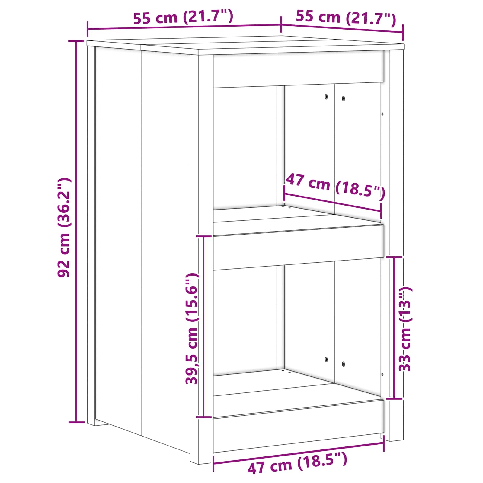 Kitchen Cabinet MEPPEL White 55 x 55 x 92 cm Solid Pine Wood