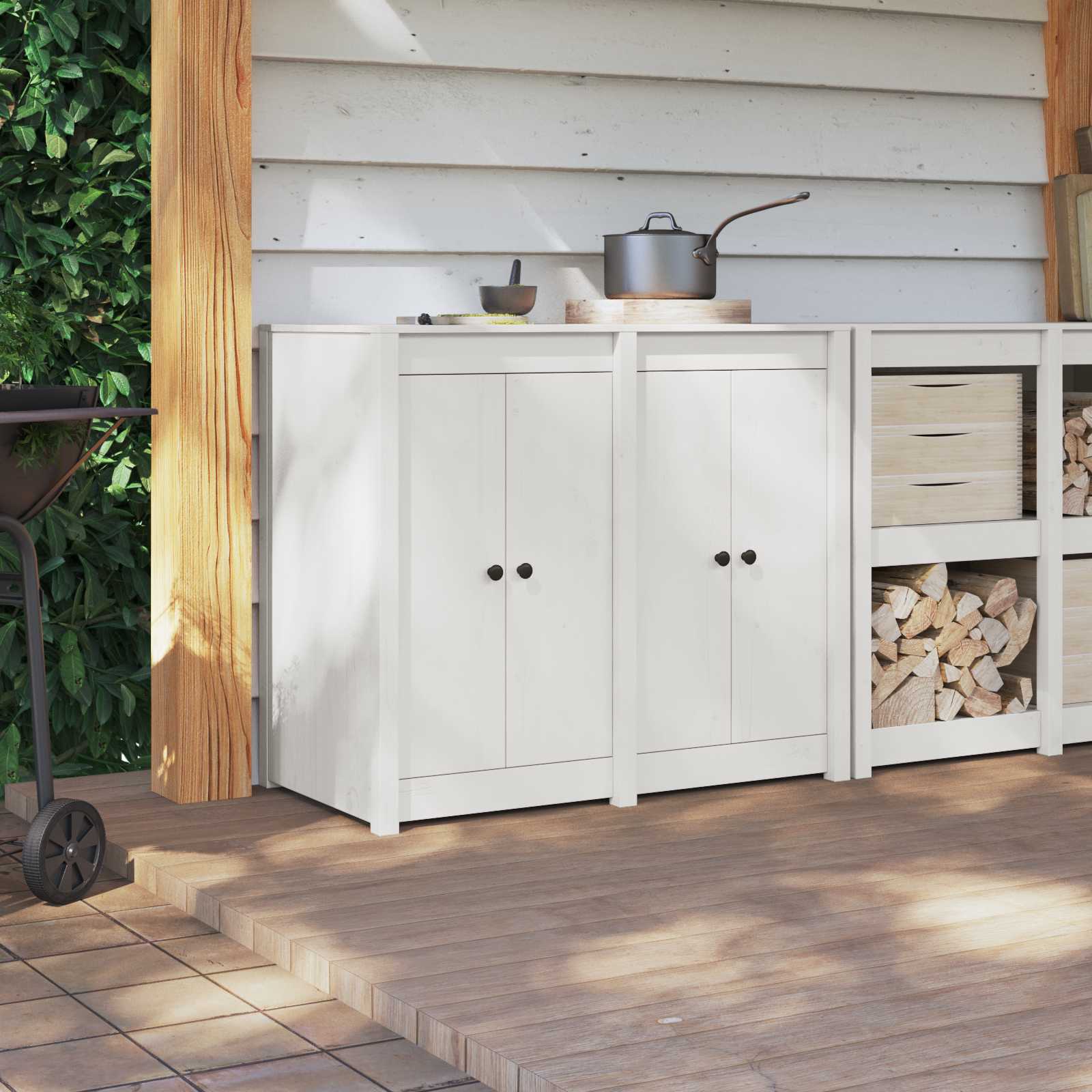 Kitchen Door MEPPEL 2 pcs White 50 x 9 x 82 cm Solid Pine wood
