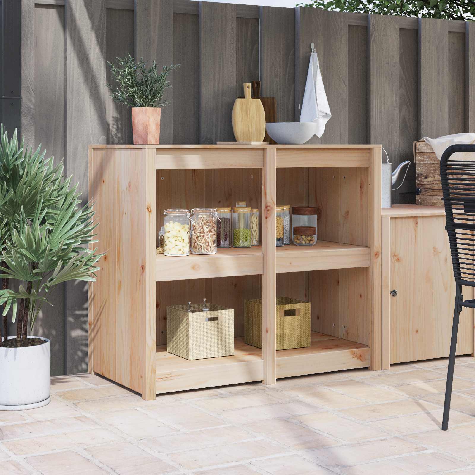 Kitchen Cabinet MEPPEL Untreated Pinewood 106 x 55 x 92 cm