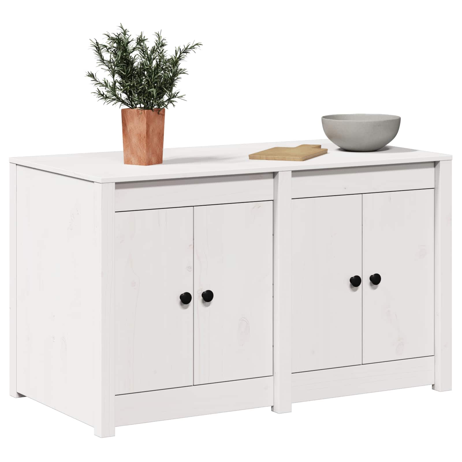Kitchen Cabinet MEPPEL White 106 x 55 x 64 cm Solid Pine wood