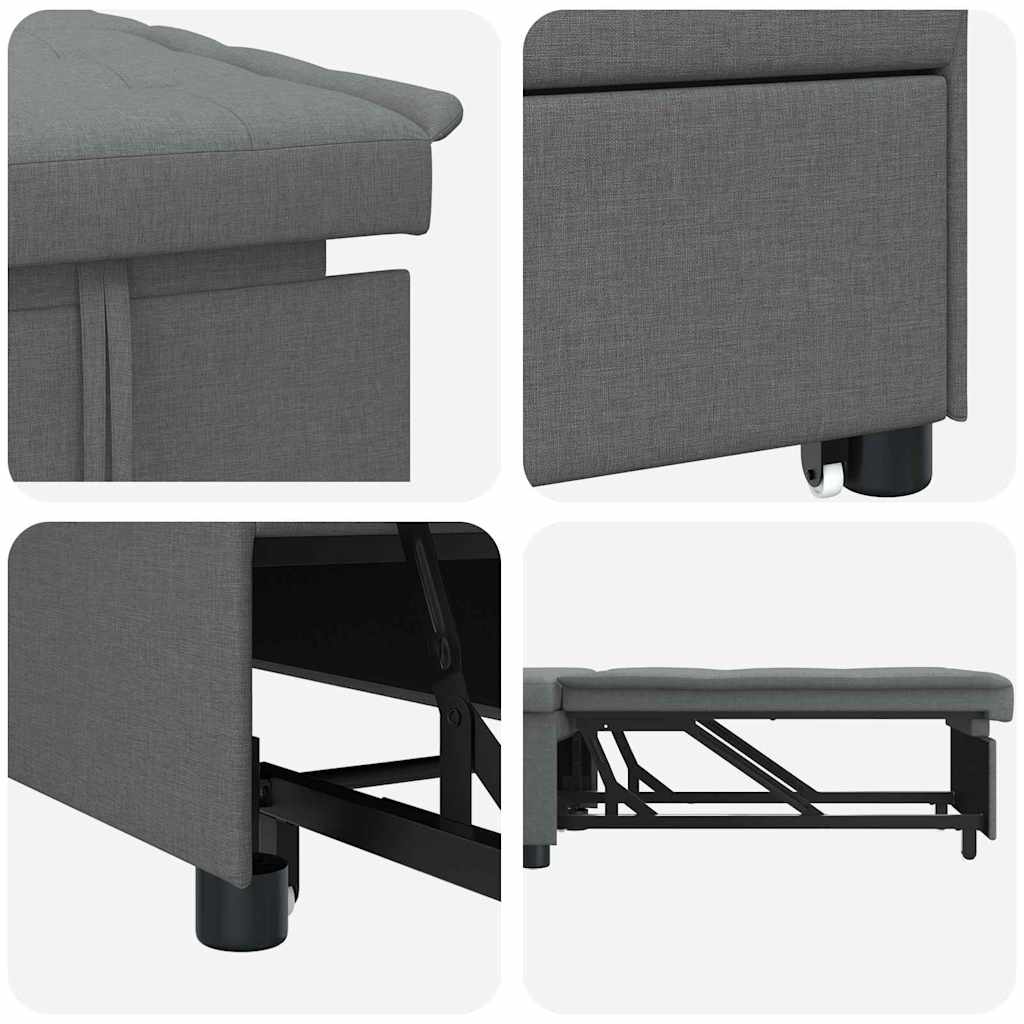 Pull Out Sofa Bed Dark Grey 194 x 50 x 82 cm Fabric