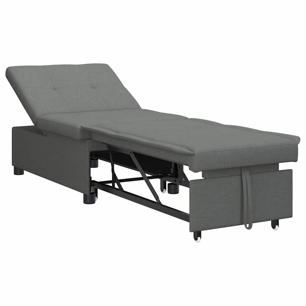 Pull Out Sofa Bed Dark Grey 194 x 50 x 82 cm Fabric