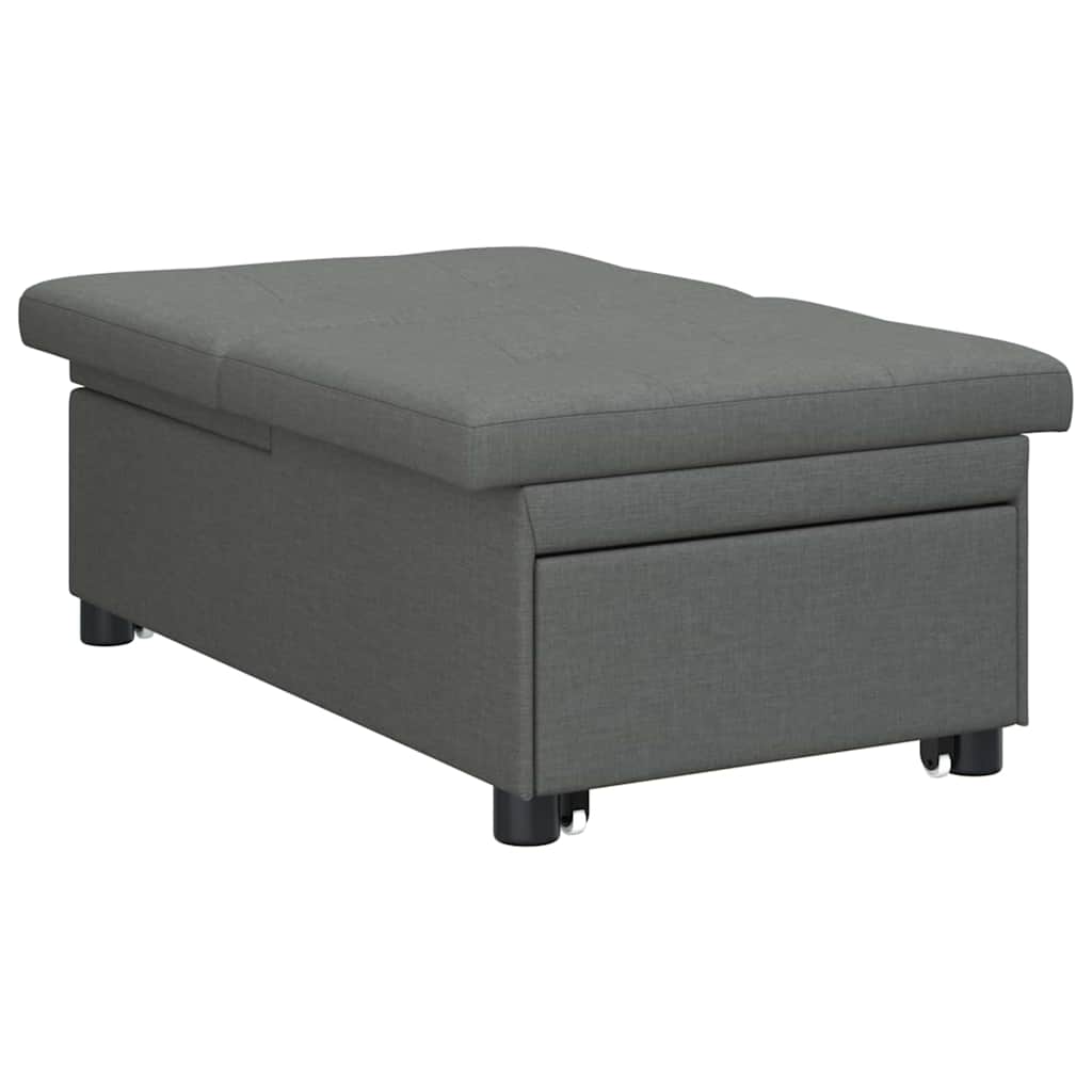 Pull Out Sofa Bed Dark Grey 194 x 50 x 82 cm Fabric