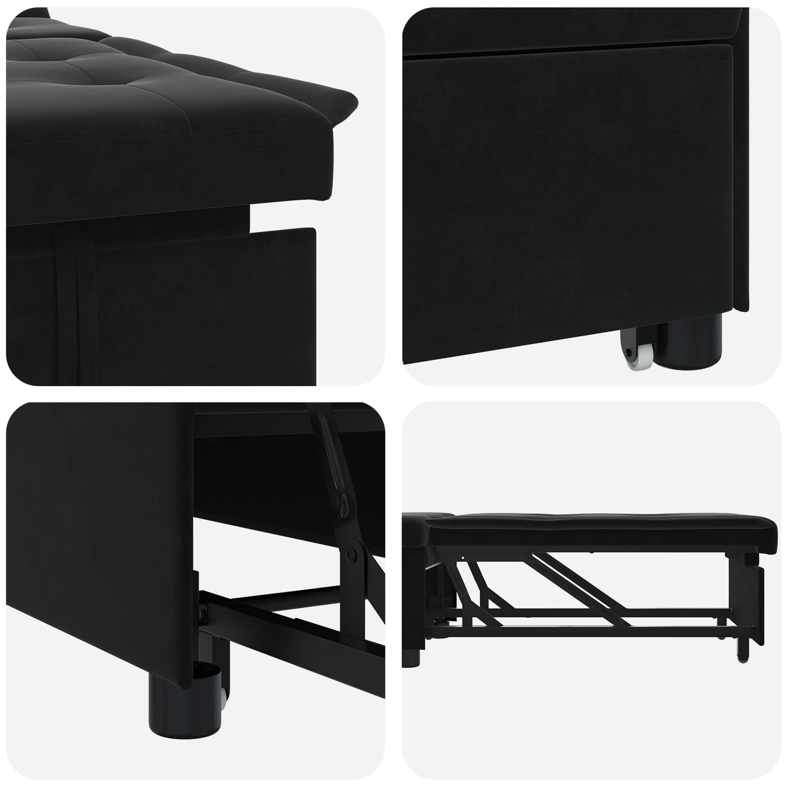Sofa Bed Black 194 x 67 x 82 cm Velvet