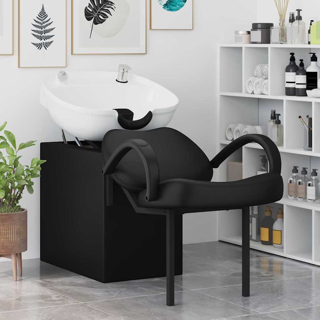 Shampoo Chair Manual Black and White 136 x 60 x 92 cm PVC
