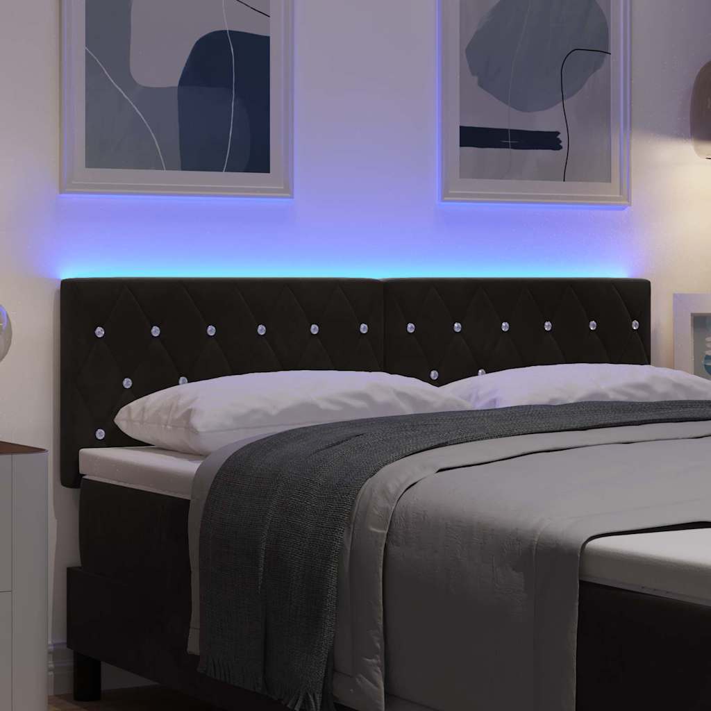 LED Headboard with LED Strip Lights Manual Black 160 cm Velvet