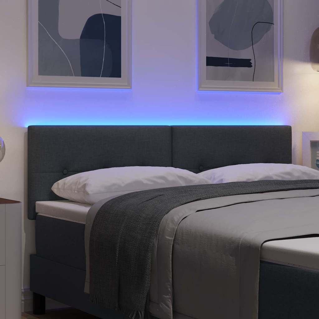 LED Headboard with LED Strip Lights Dark Grey 160 cm Fabric