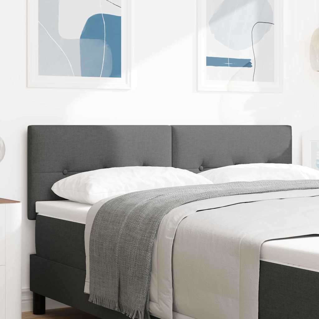 LED Headboard with LED Strip Lights Dark Grey 160 cm Fabric