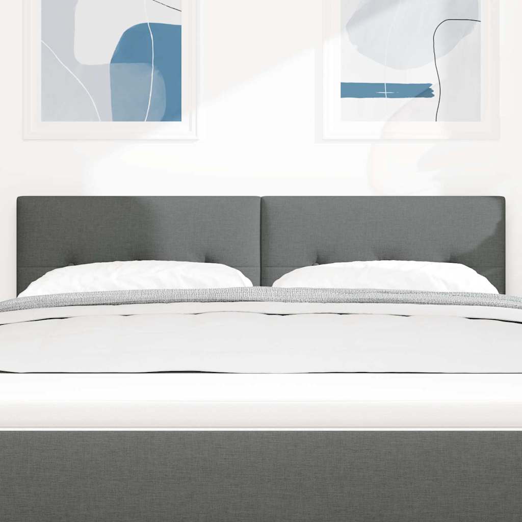 LED Headboard with LED Strip Lights Dark Grey 160 cm Fabric