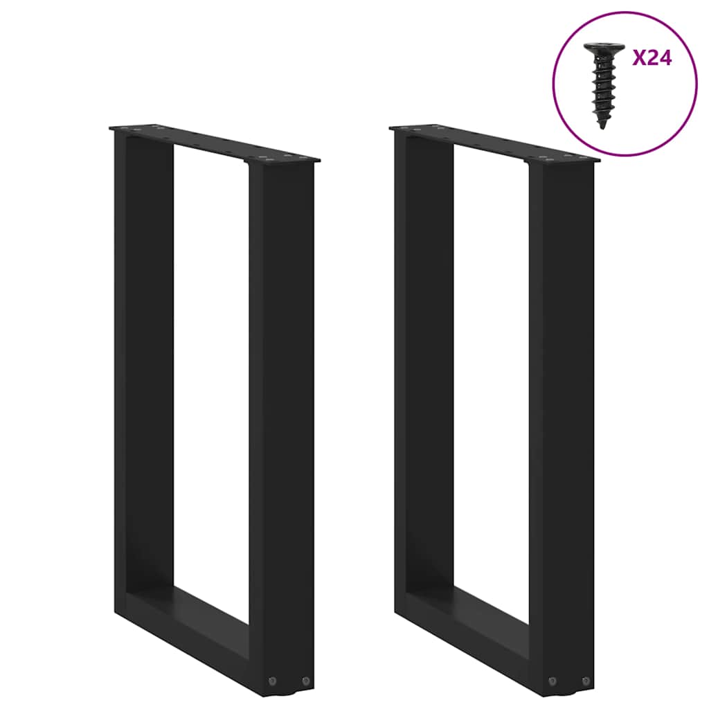 Dining Table Legs U-Shaped 2 pcs Black 50x(72-73) cm Steel