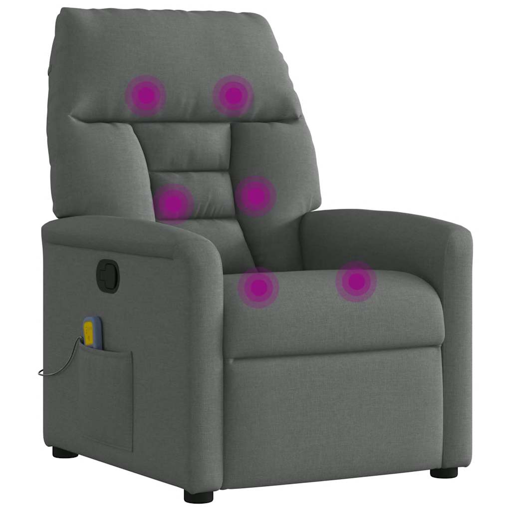 Massage Recliner Chair Dark Grey Fabric