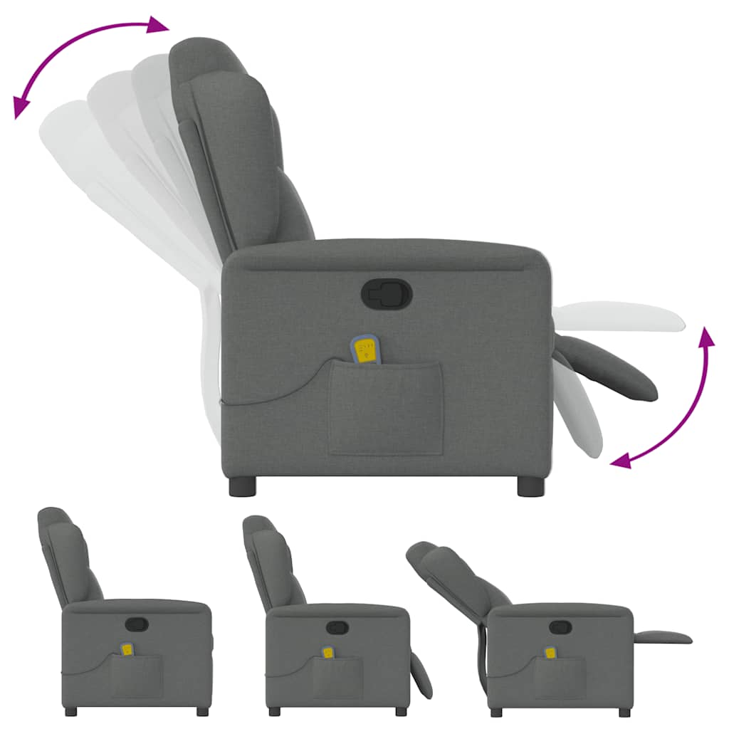 Massage Recliner Chair Dark Grey Fabric