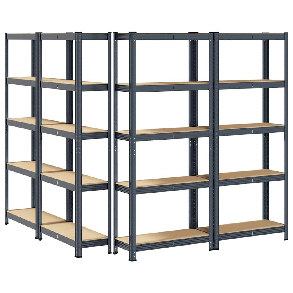 5-Layer Storage Shelves 4 pcs Anthracite Steel&Engineered Wood