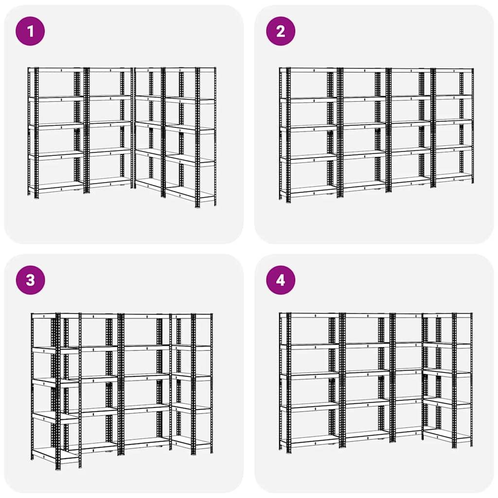 5-Layer Storage Shelves 4 pcs Anthracite Steel&Engineered Wood
