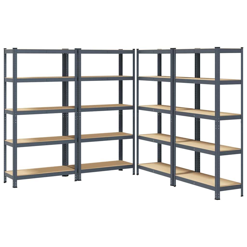 5-Layer Storage Shelves 4 pcs Anthracite Steel&Engineered Wood