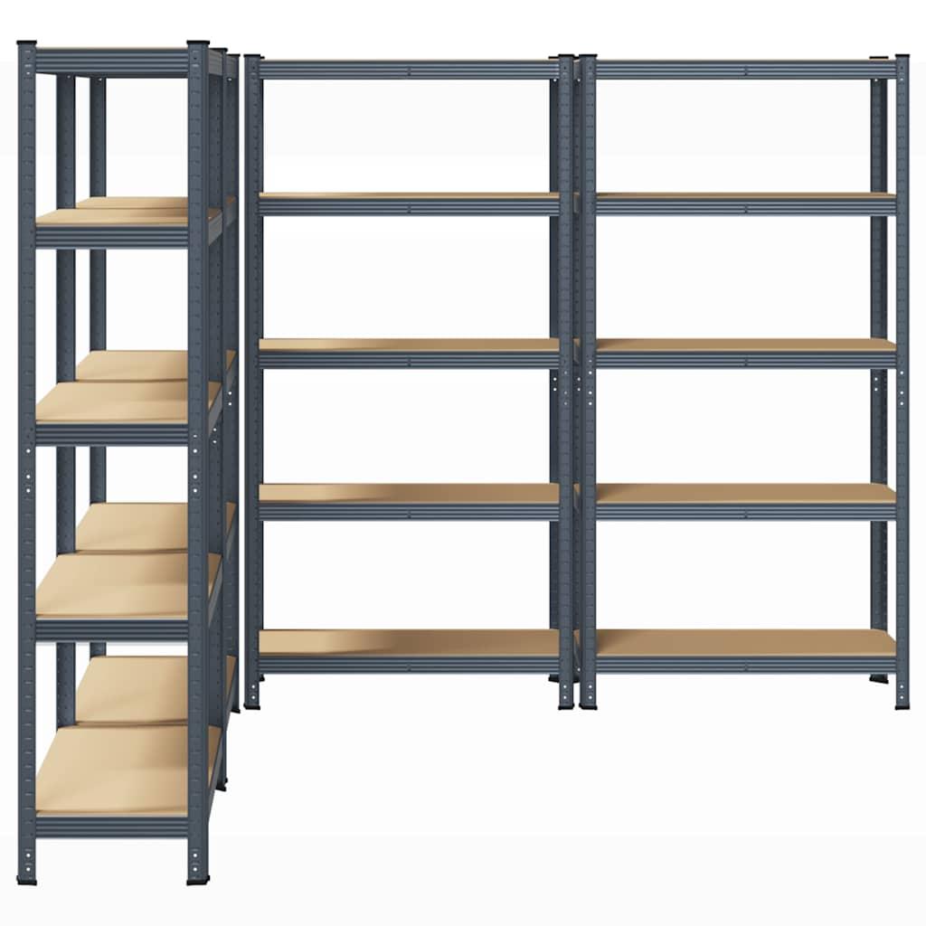 5-Layer Storage Shelves 4 pcs Anthracite Steel&Engineered Wood