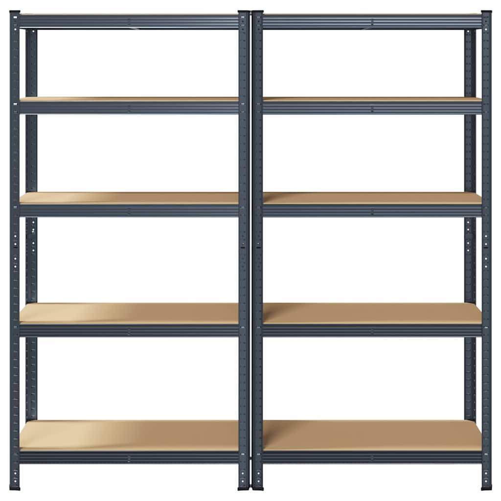 5-Layer Heavy-duty Shelves 2 pcs Anthracite Steel&Engineered Wood