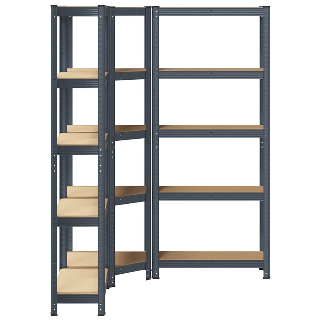 3 Piece 5-Layer Shelves Set Anthracite Steel&Engineered Wood