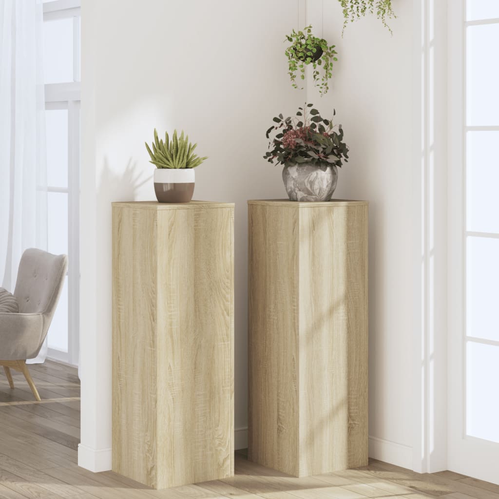 Plant Stands 2 pcs Sonoma Oak 33x33x100 cm Engineered Wood