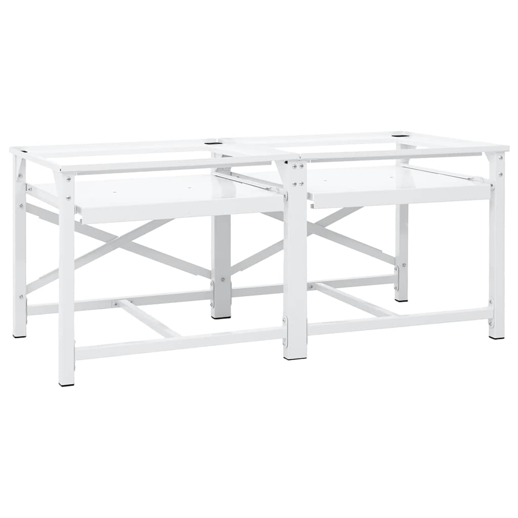 Double Washing Machine Pedestal with Pull-Out Shelves White