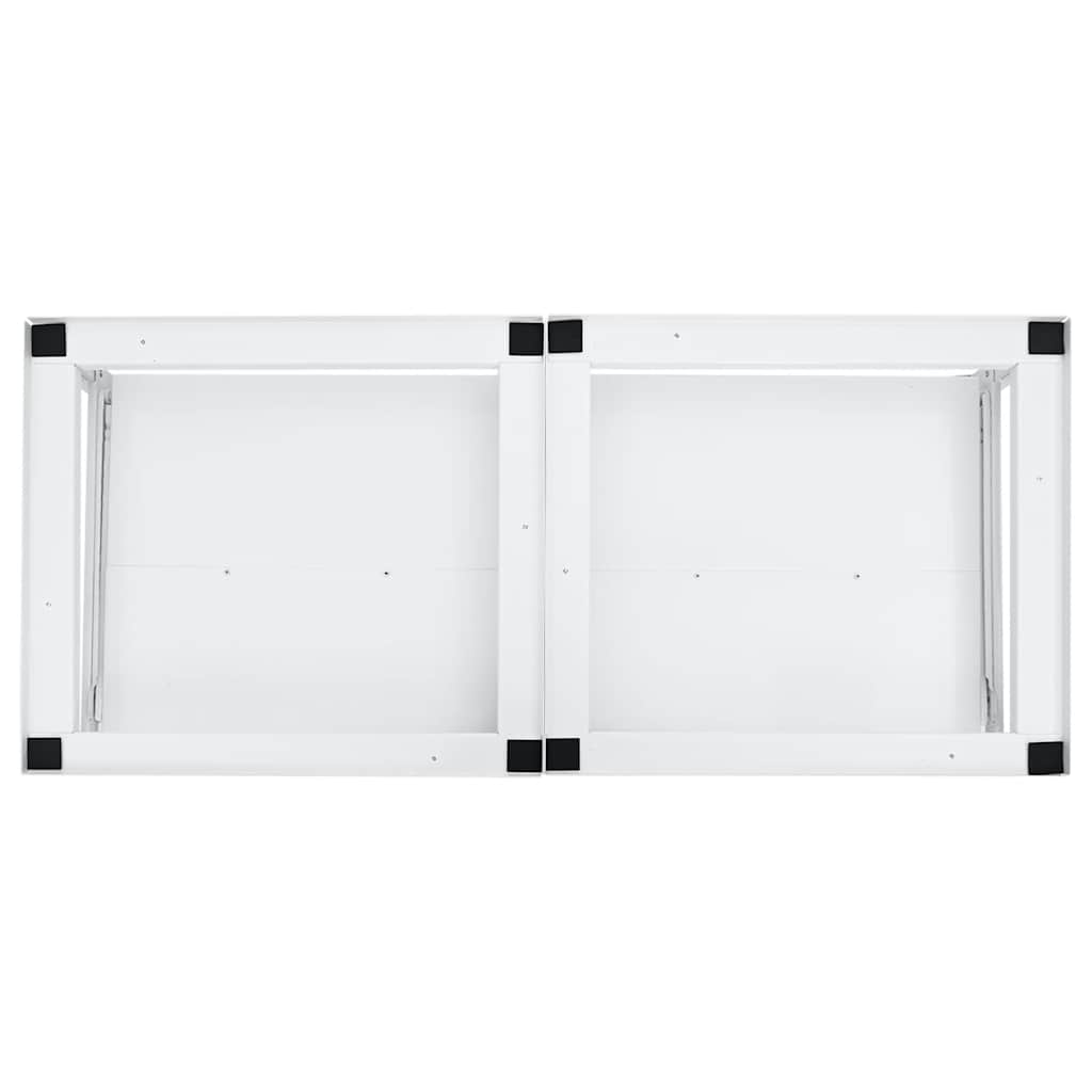 Double Washing Machine Pedestal with Pull-Out Shelves White