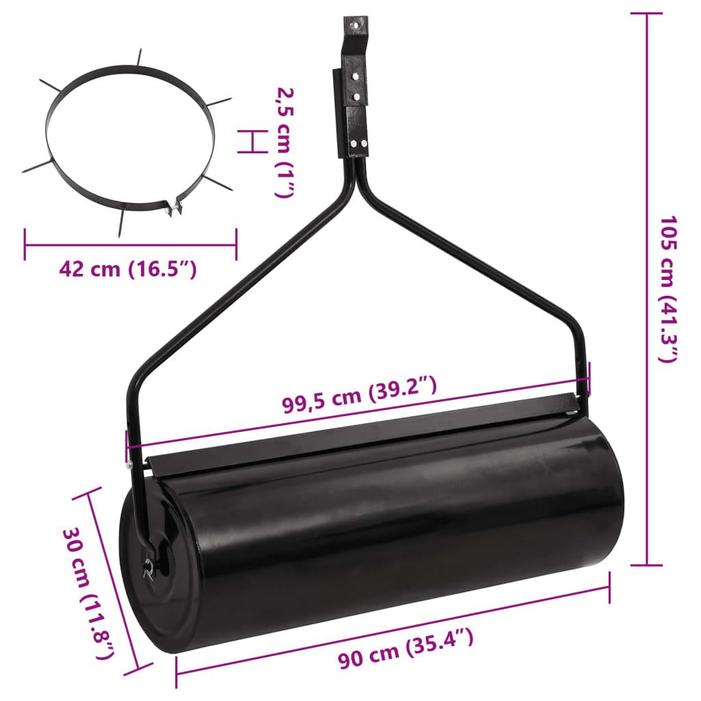 Garden Lawn Roller Pull with Aerator Clamps Black 63 L Iron