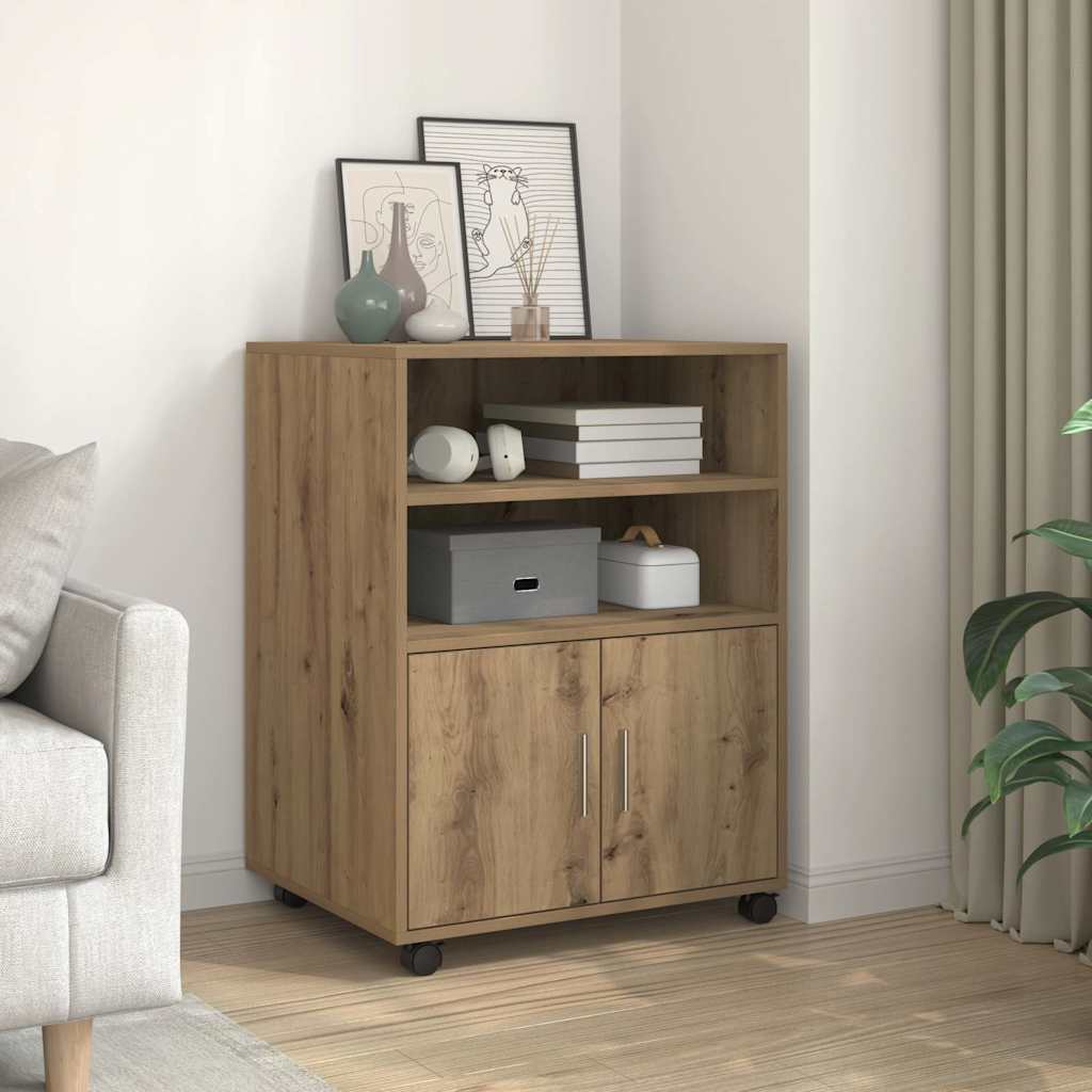 Rolling Cabinet Artisian Oak 60x48x81 cm Engineered Wood
