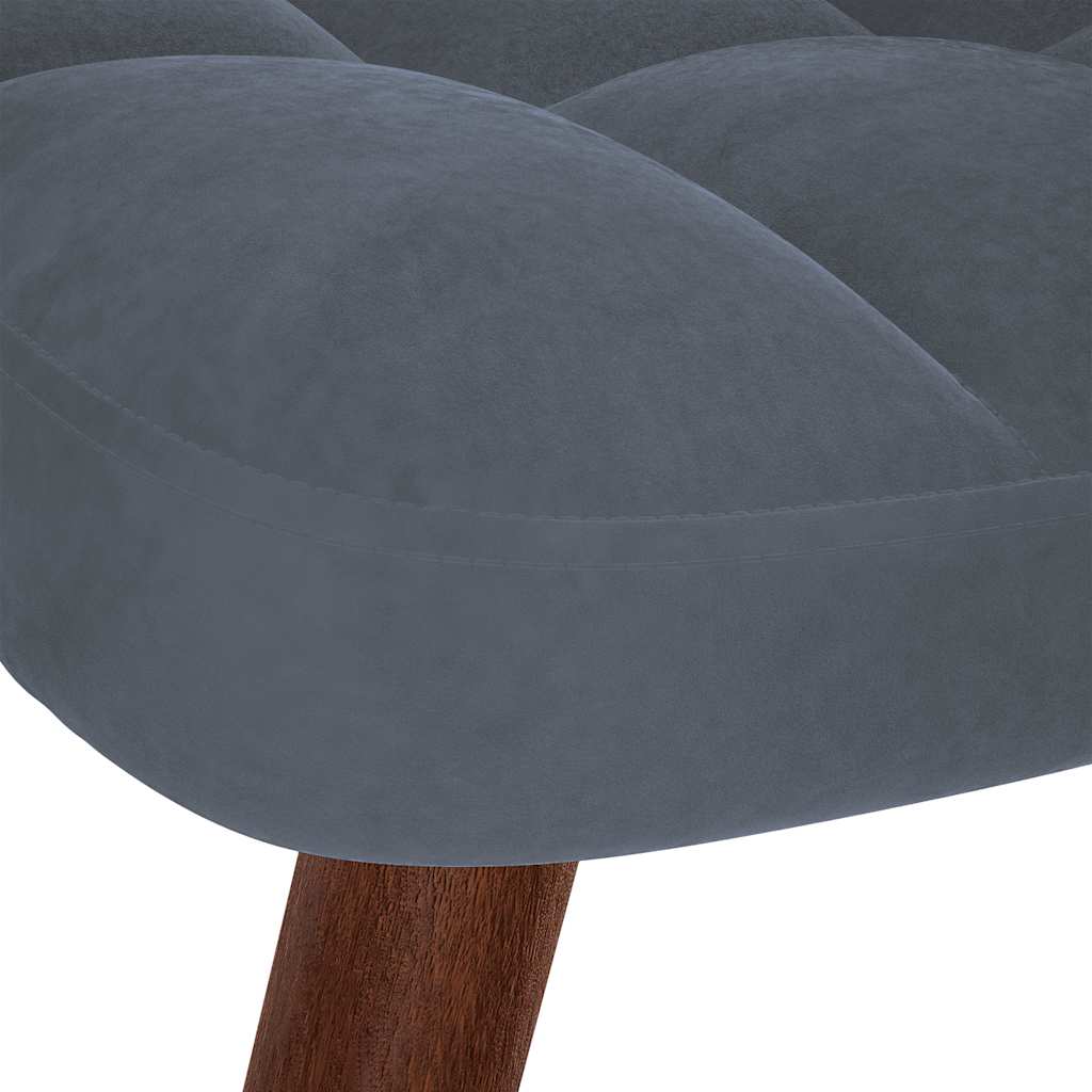Relaxing Chair with Stool Dark Grey Velvet