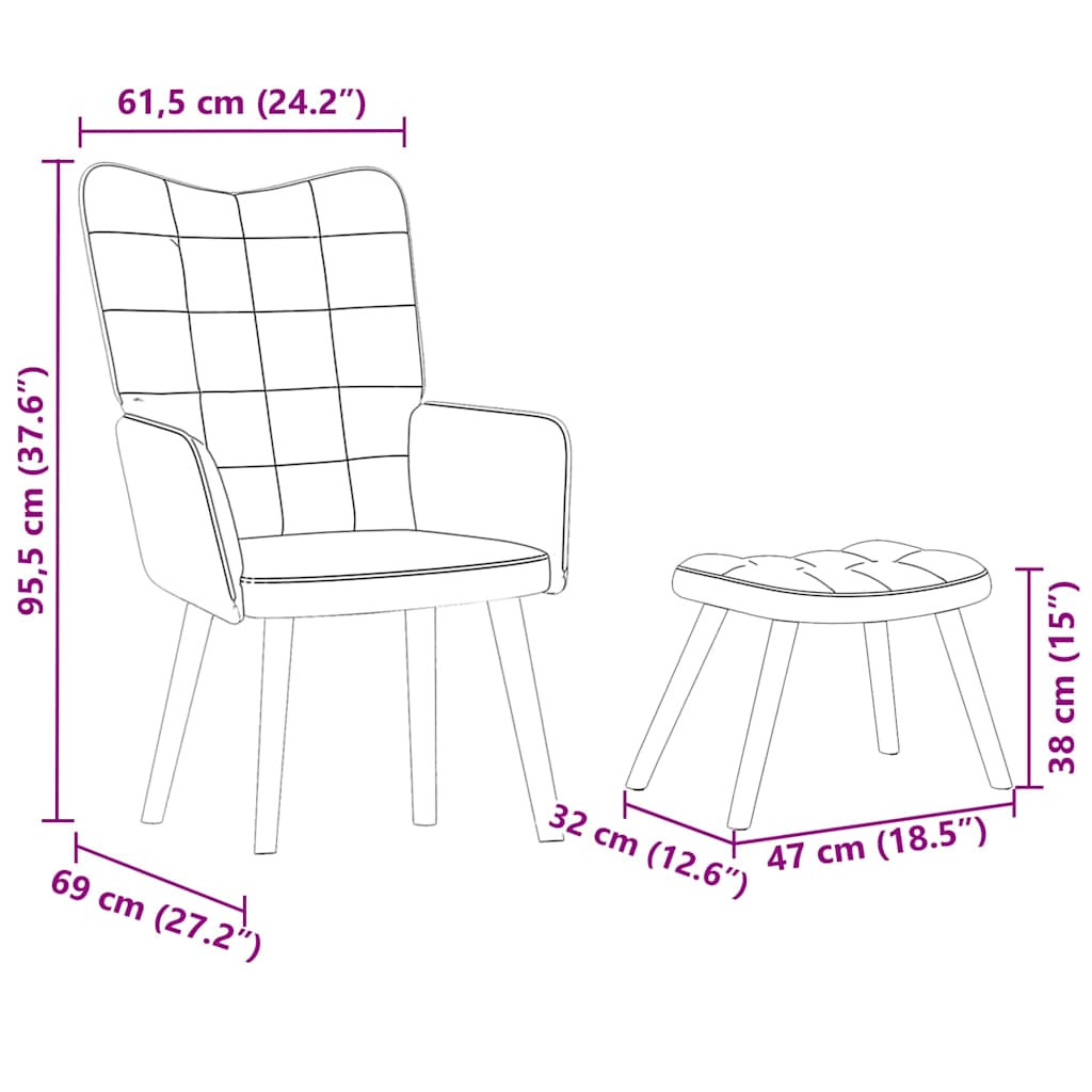 Relaxing Chair with Stool Yellow Velvet