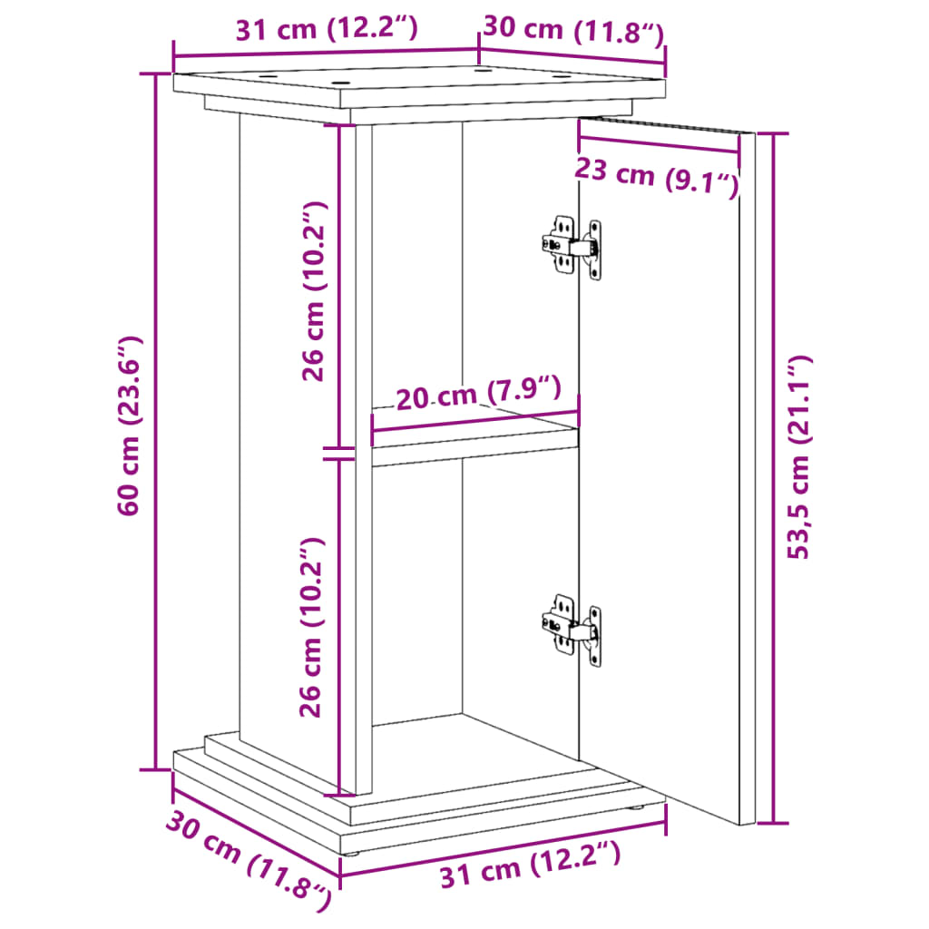 Display Stand with Storage Sonoma Oak 31x30x60 cm