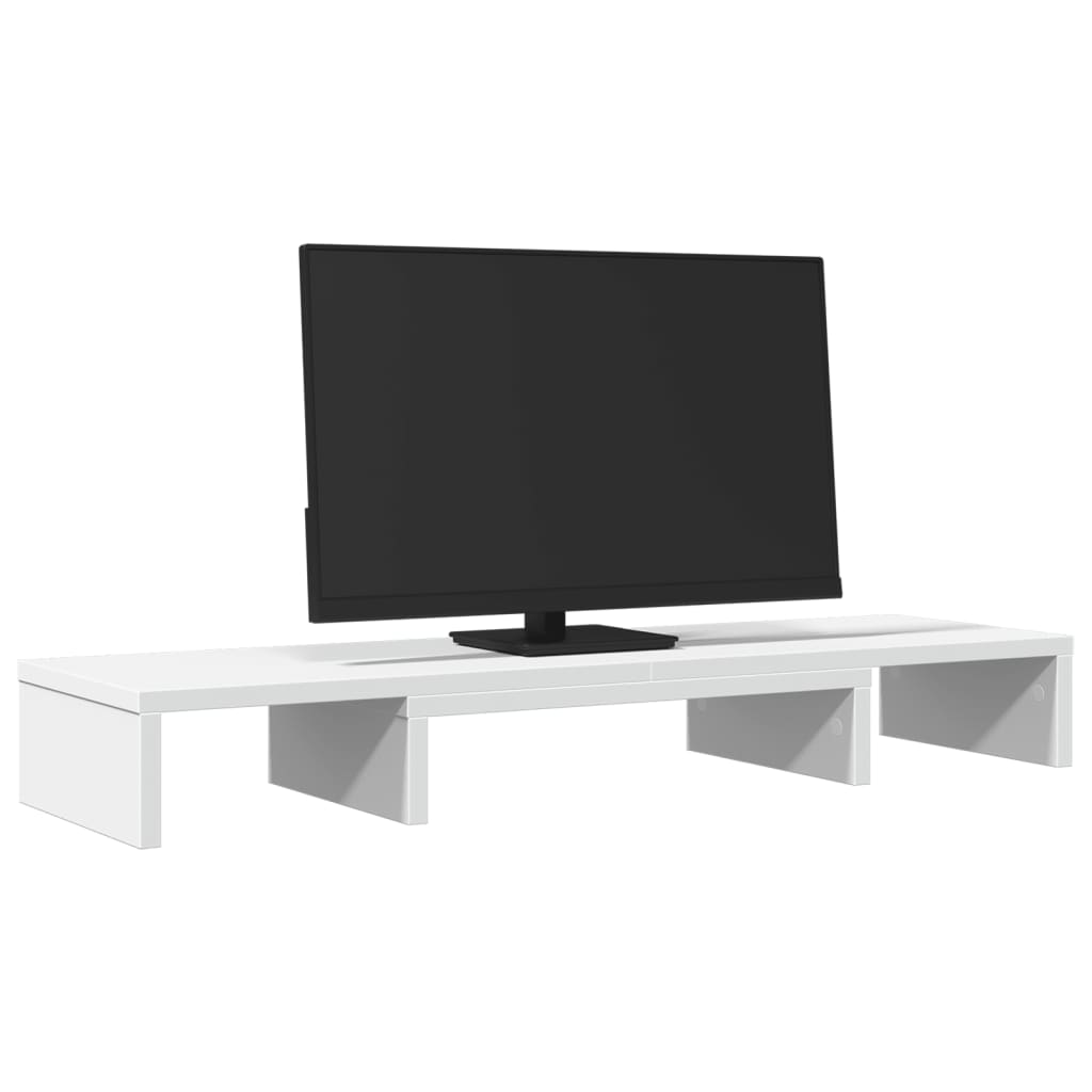 Monitor Stand Riser Adjustable White 80x24x10.5 cm Engineered Wood