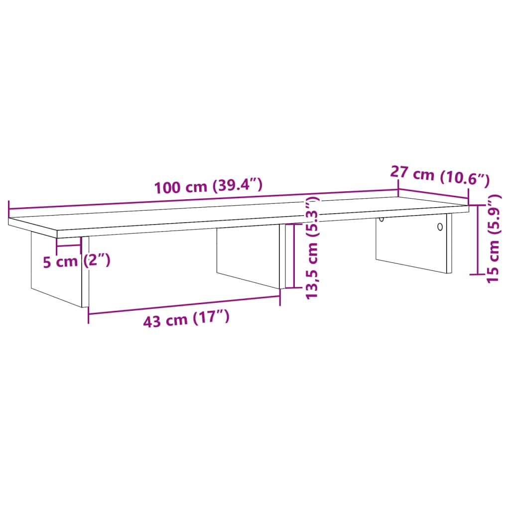 Monitor Stand Sonoma Oak 100x27x15 cm Engineered Wood
