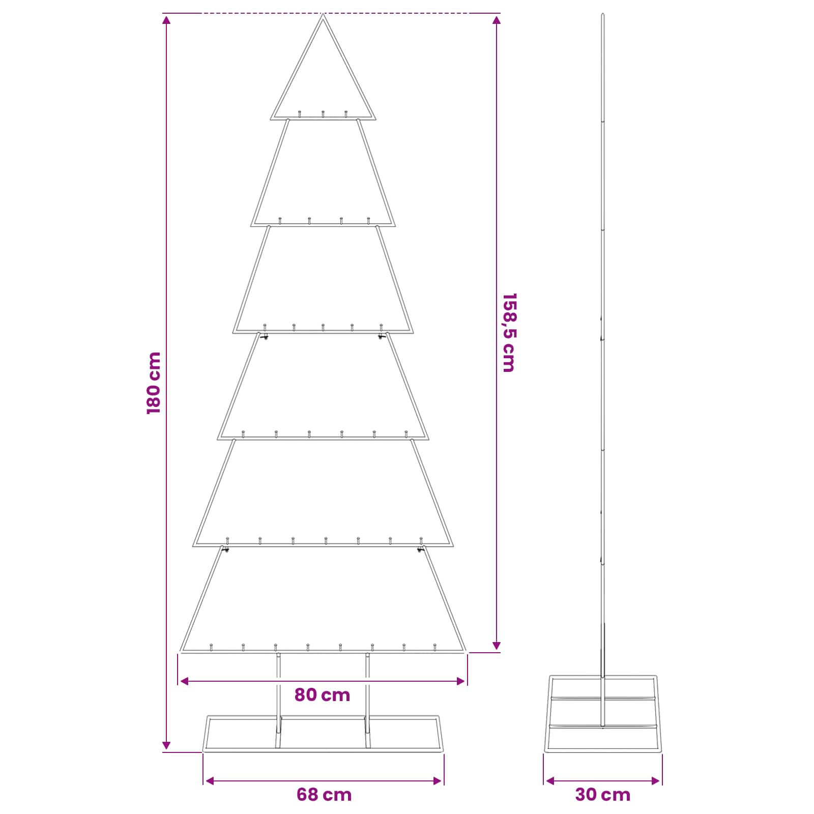 Metal Christmas Tree for Decoration Black 180 cm