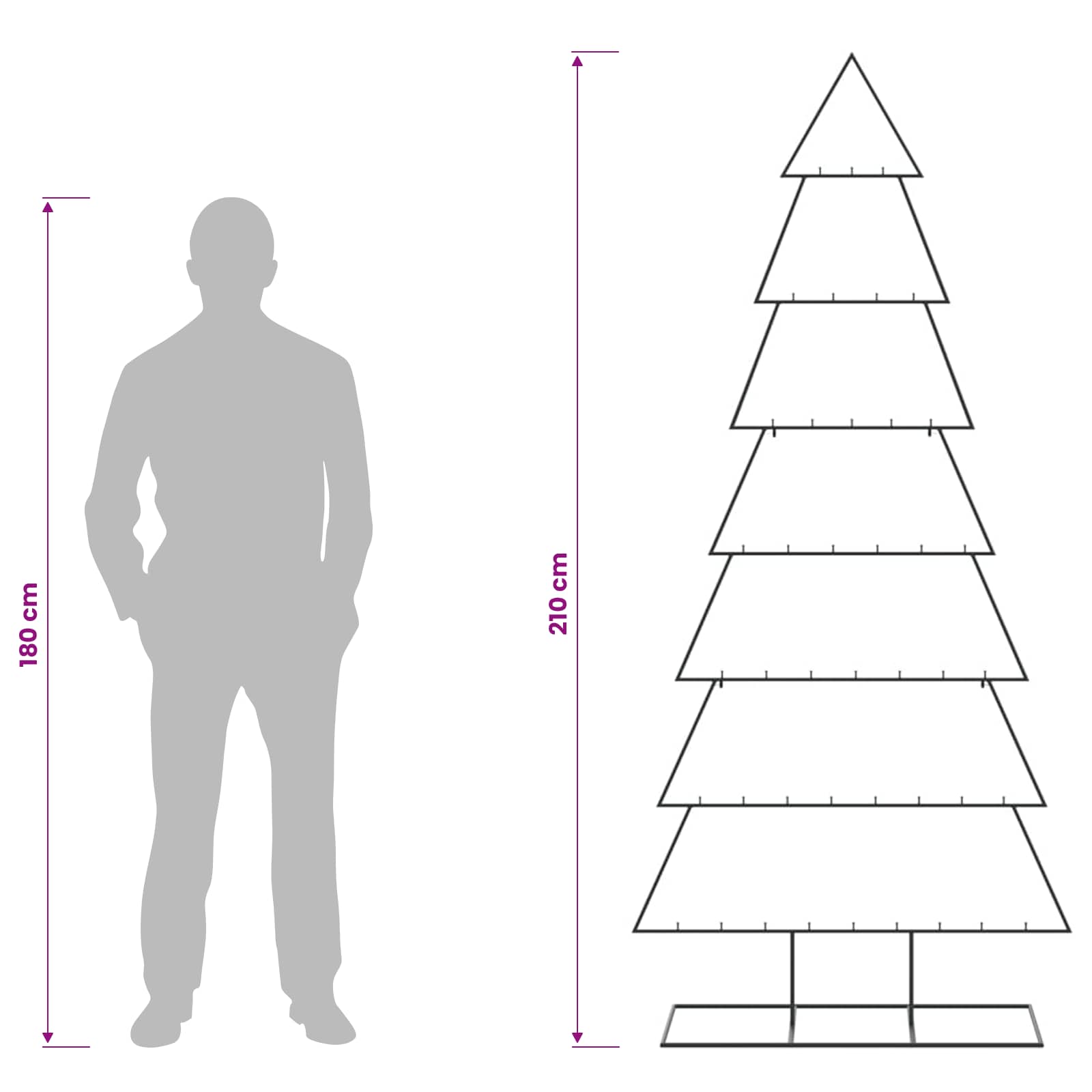Metal Christmas Tree for Decoration Black 210 cm