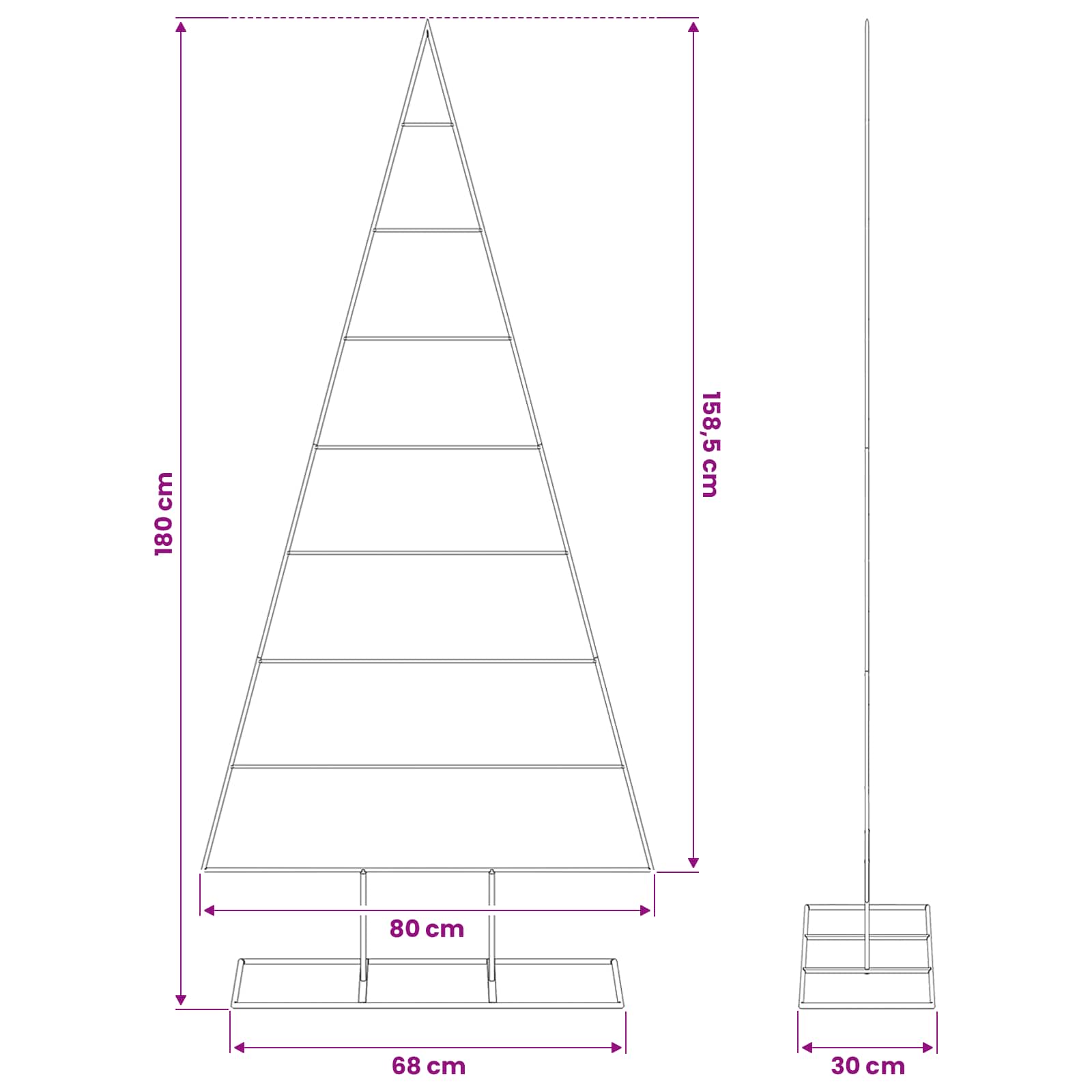 Metal Christmas Tree for Decoration Black 180 cm