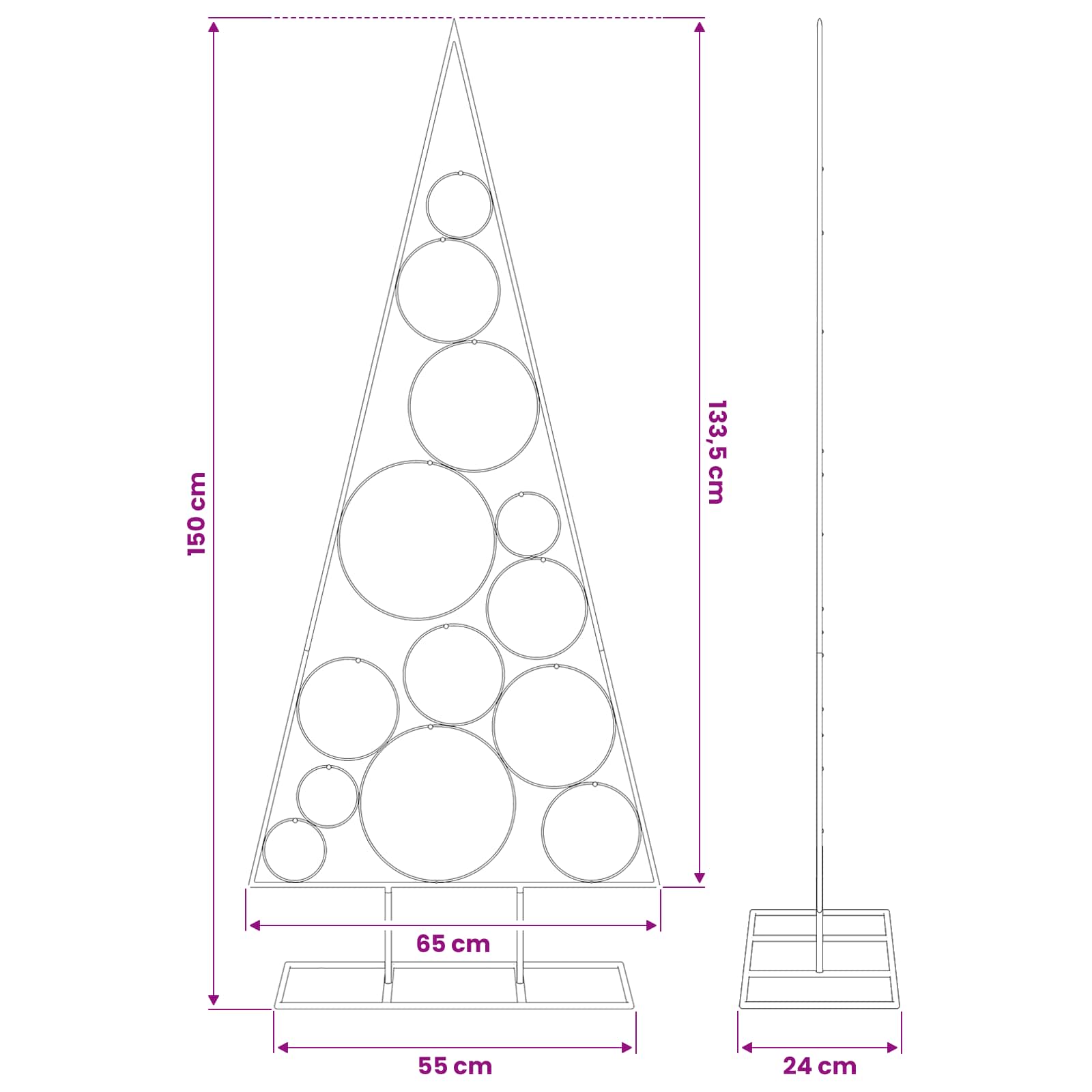 Metal Christmas Tree for Decoration Black 150 cm