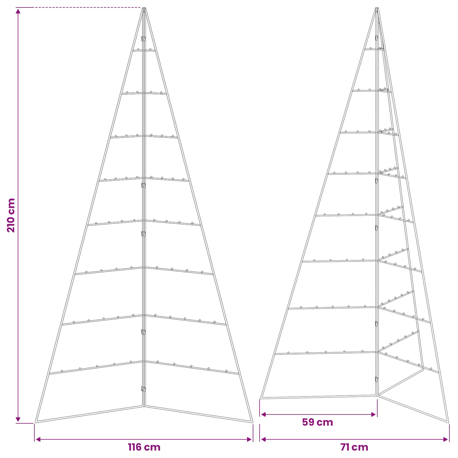 Metal Christmas Tree for Decoration Black 210 cm