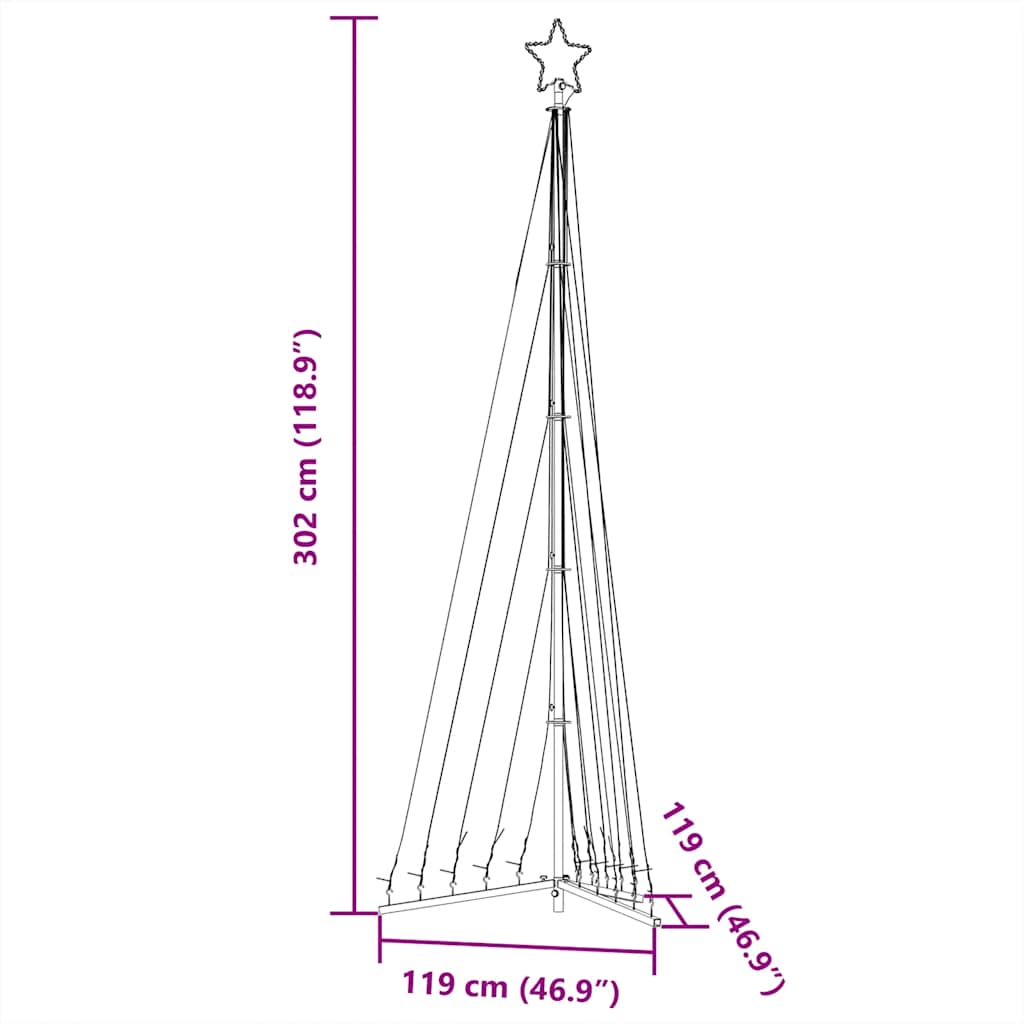 LED Christmas Tree 495 LEDs Warm White 302 cm