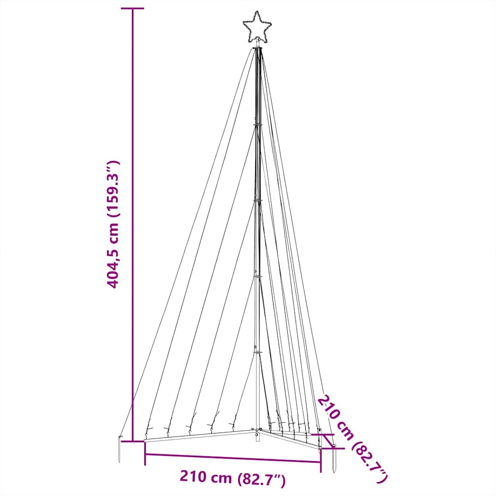 LED Christmas Tree 570 LEDs Cold White 404.5 cm