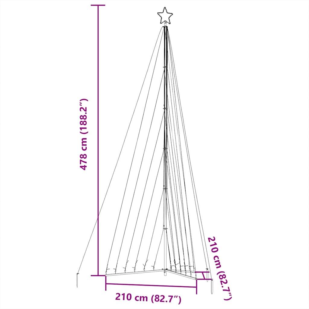 LED Christmas Tree 789 LEDs Cold White 478 cm