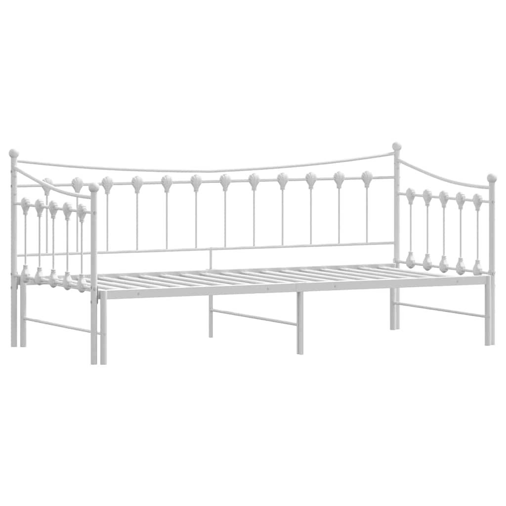Daybed with Trundle without Mattress White 92x187 cm Single Metal