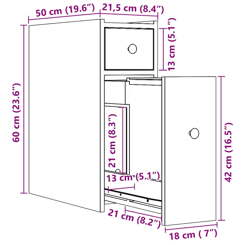 Narrow Bathroom Cupboard with Wheels White Engineered Wood