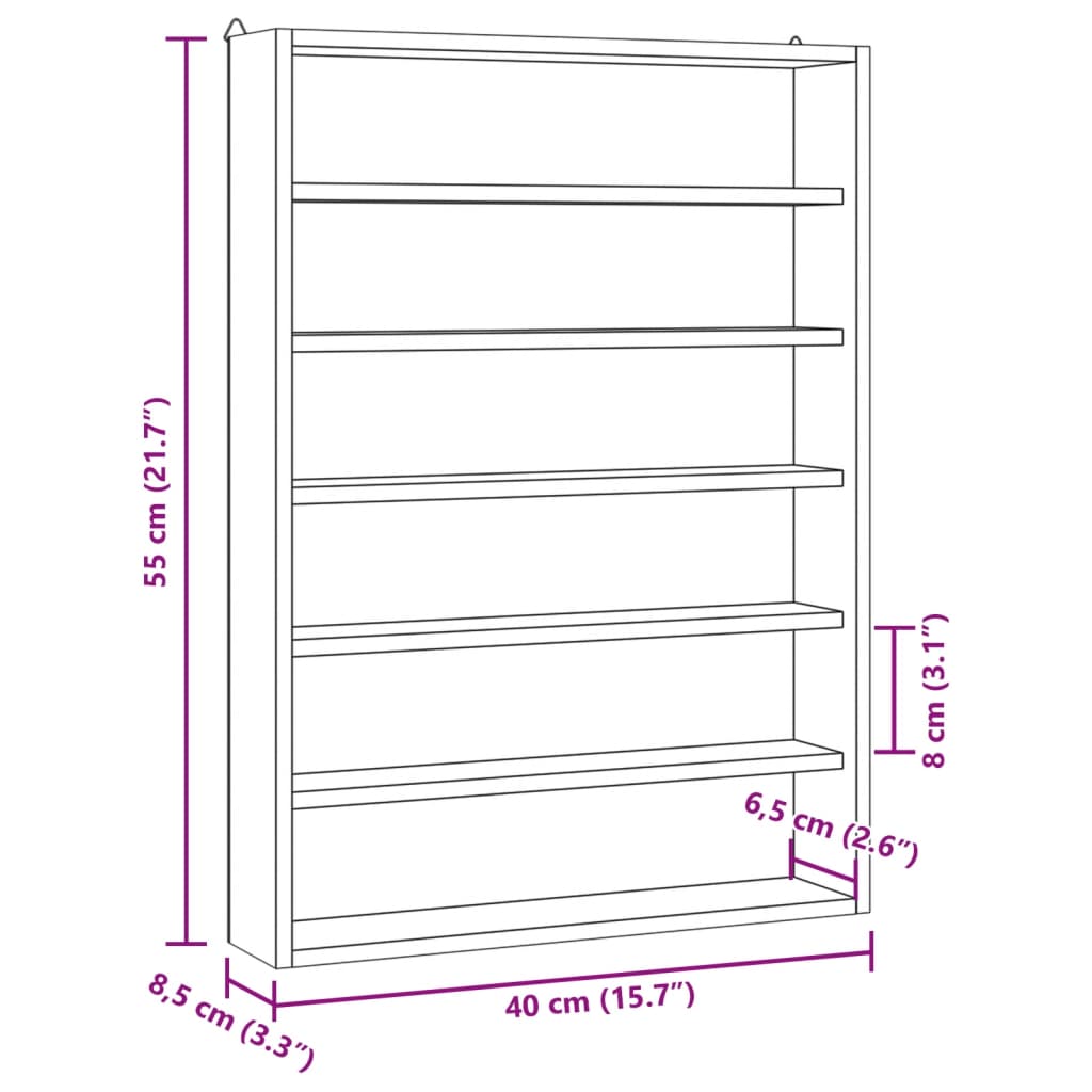 Wooden Collector's Display Case with 6 Shelves 40x8,5x55cm