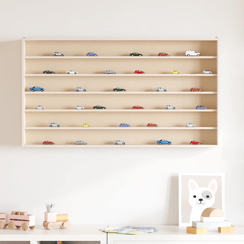Wooden Collector's Display Case with 6 Shelves 100x8,5x55cm
