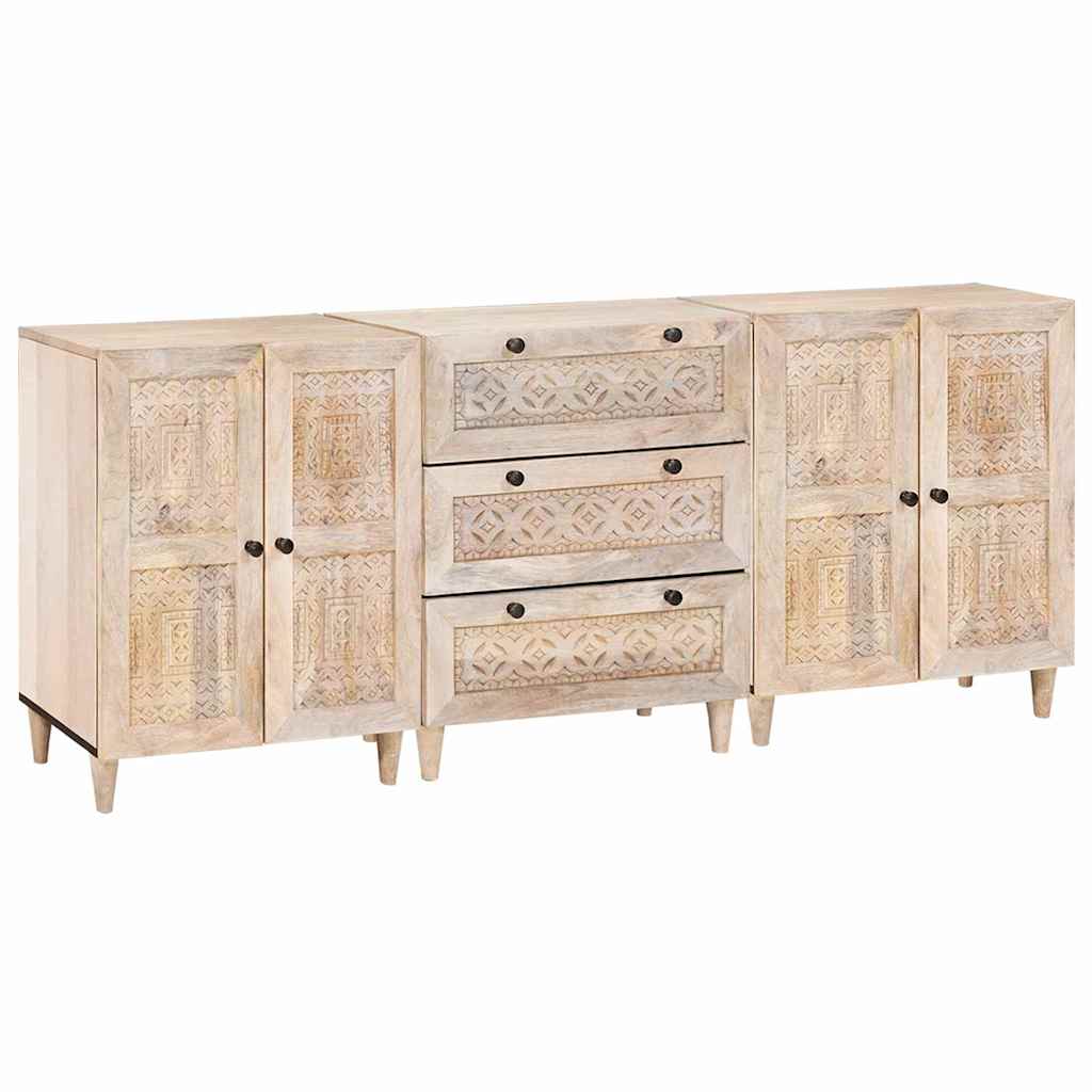 Sideboard 3 pcs 180 x 33.5 x 75 cm Solid mango wood White