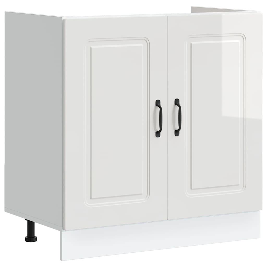 Sink Base Cabinet "Kalmar" High Gloss White 80x46x81.5 cm