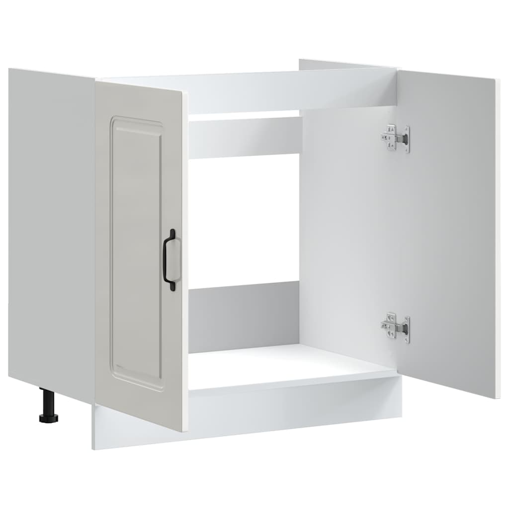 Sink Base Cabinet "Kalmar" High Gloss White 80x46x81.5 cm