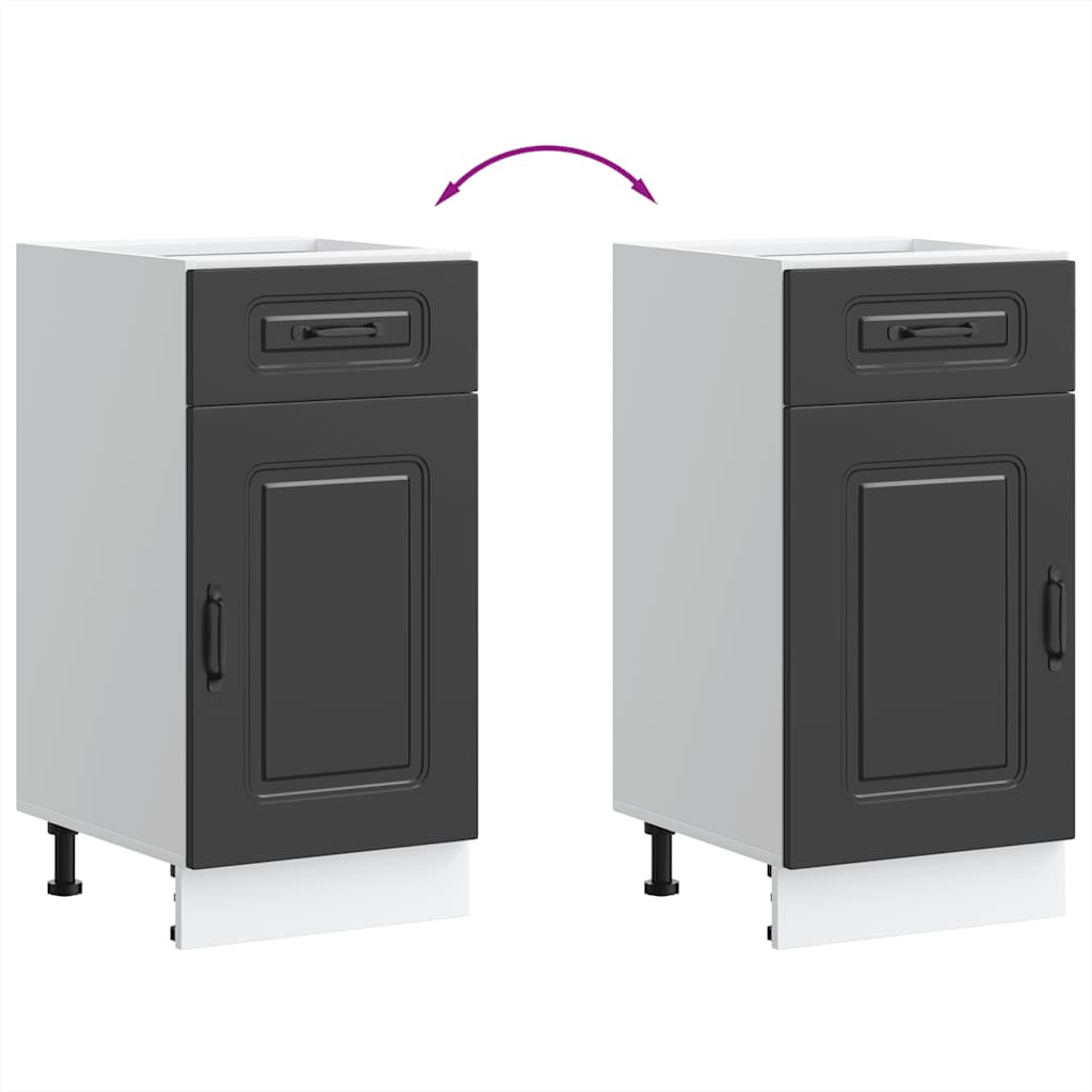 Kitchen Base Cabinet "Kalmar" Black Engineered Wood