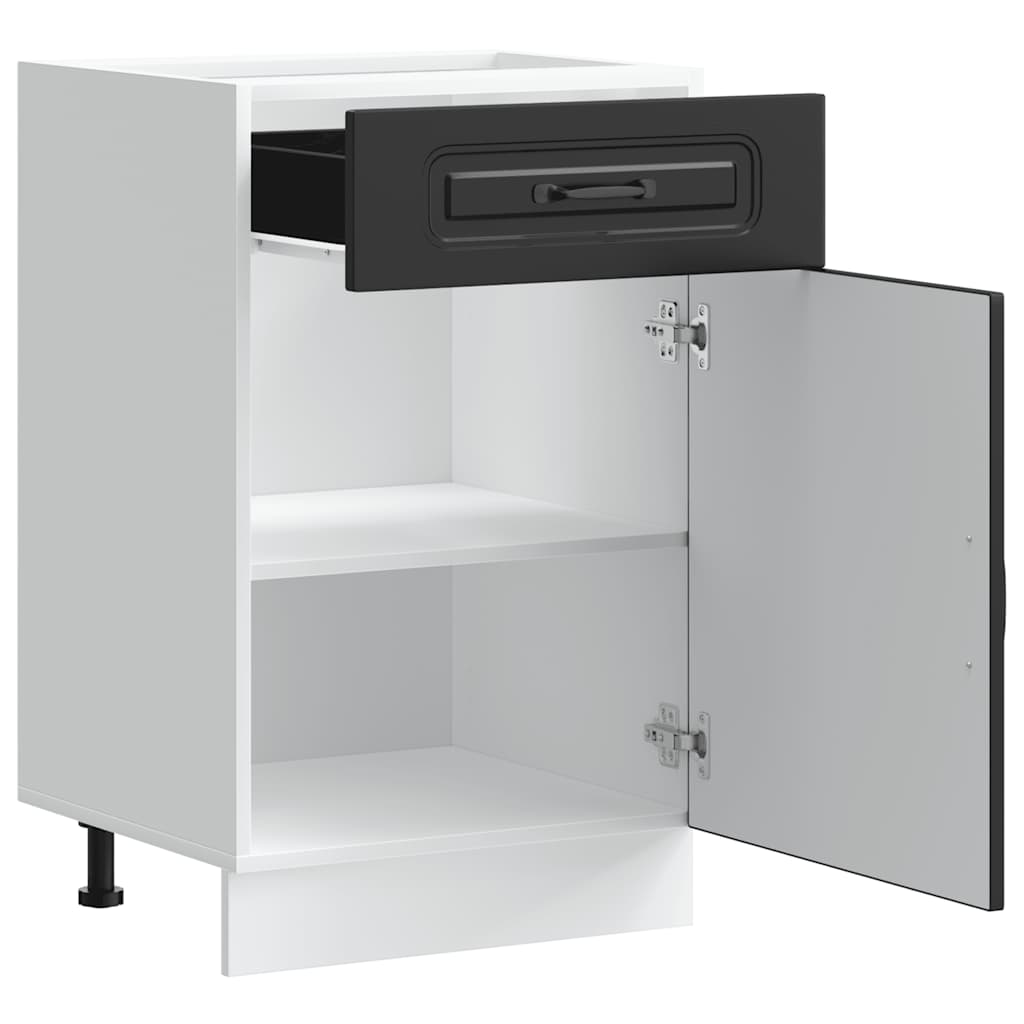 Kitchen Base Cabinet "Kalmar" Black Engineered Wood