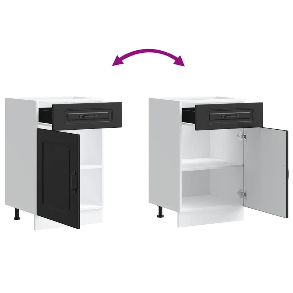 Kitchen Base Cabinet "Kalmar" Black Engineered Wood